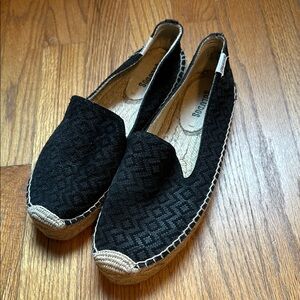 Soludos Smoking Espadrilles Black Chevron Diamond Print Size 8